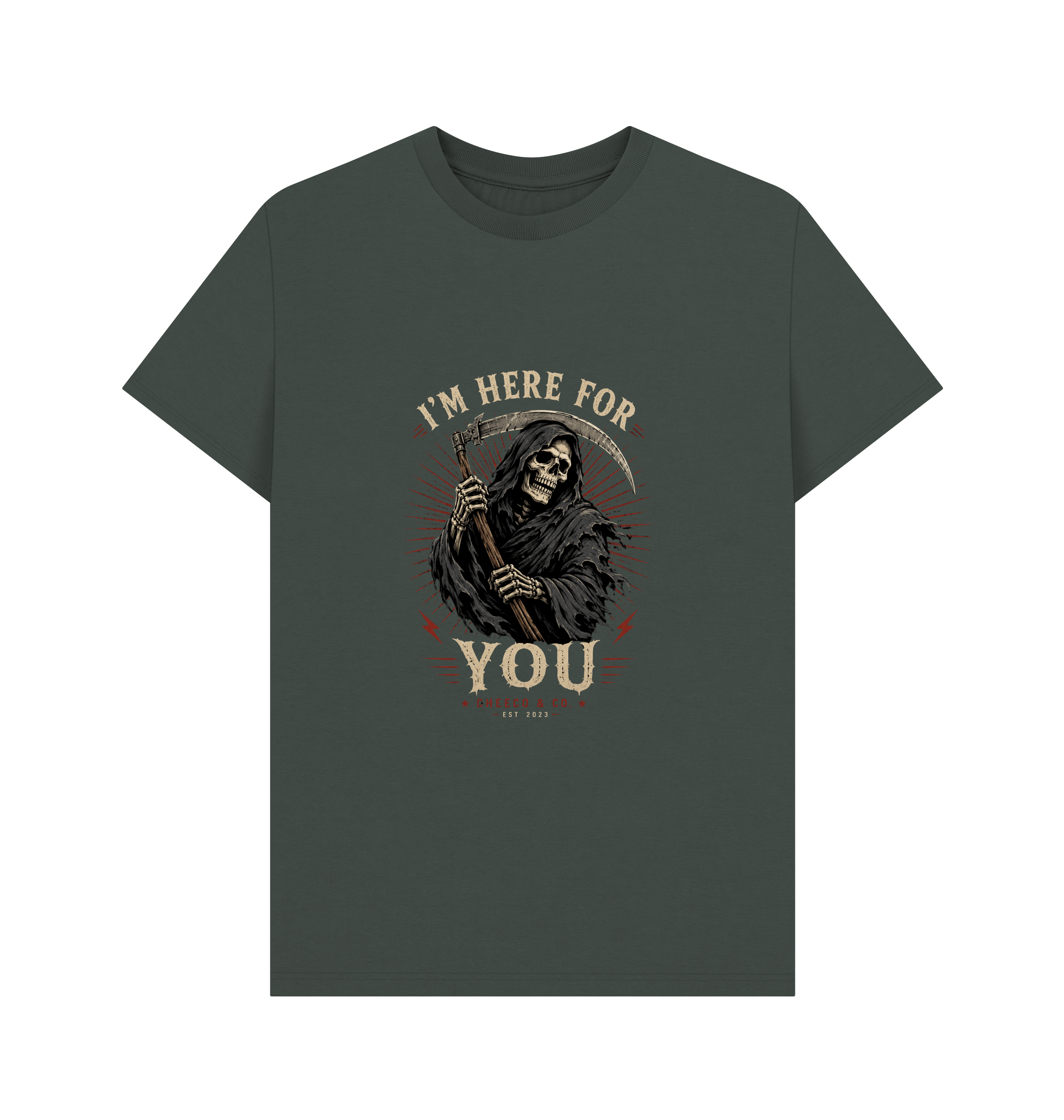 Dark Grey Printed T-shirt Front