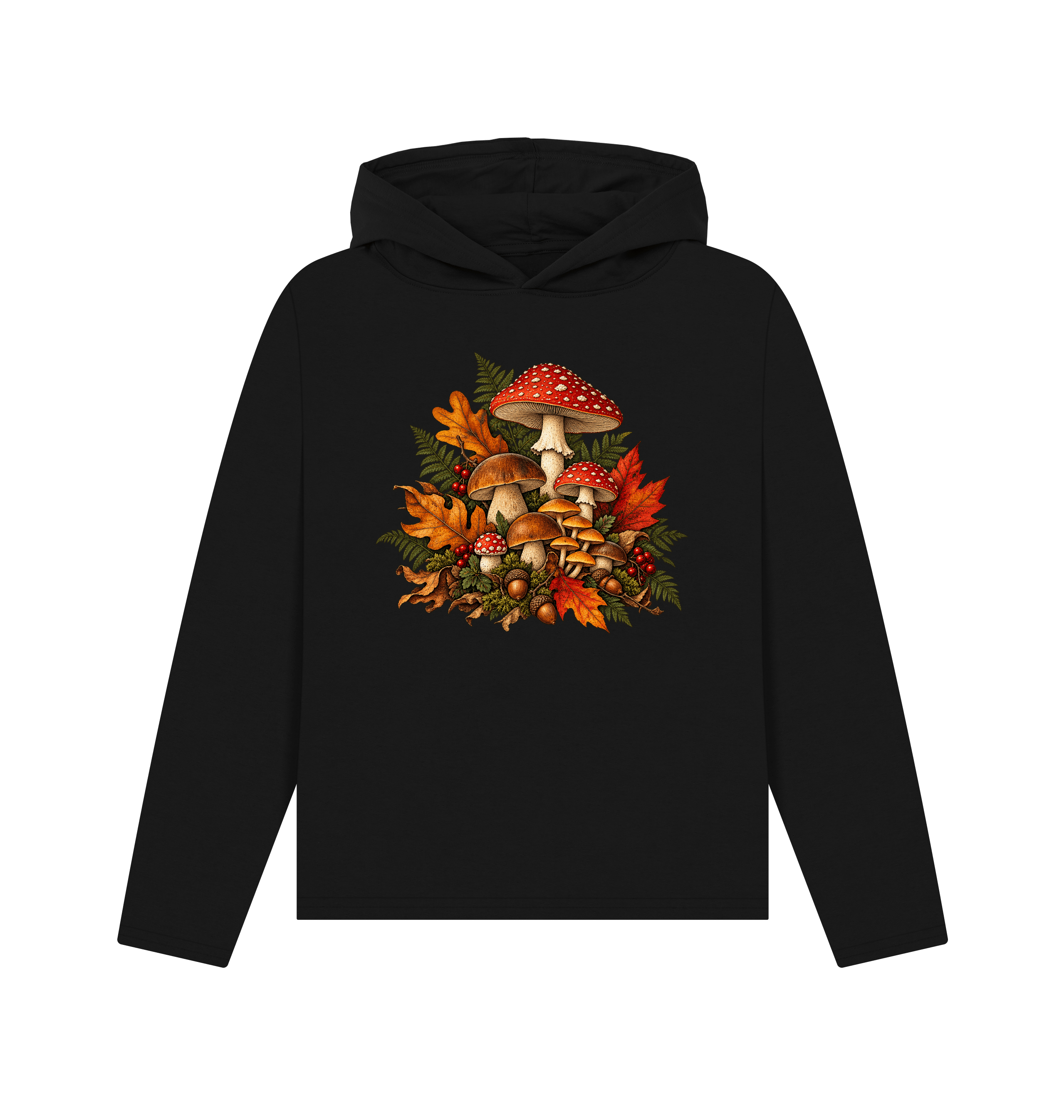 Black Printed Hoody Front