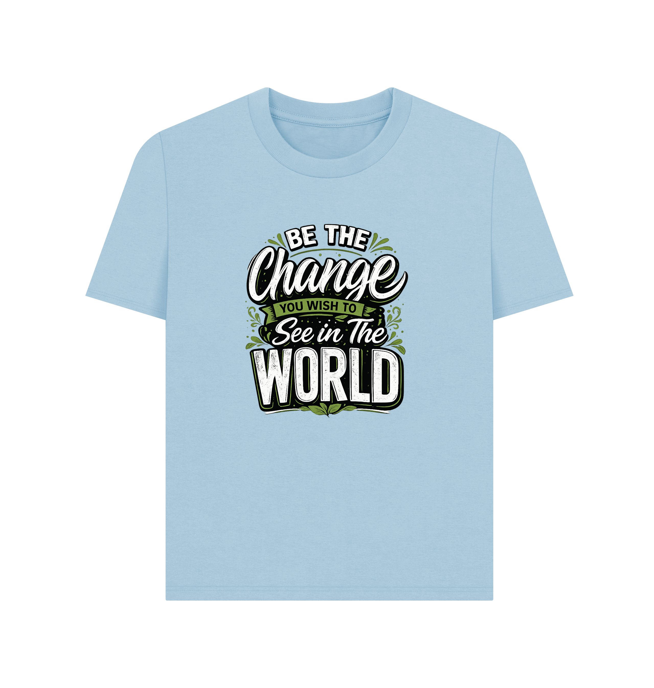 Milky Blue Printed T-shirt Front