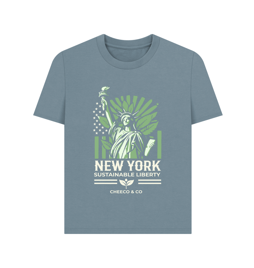 Stone Blue Printed T-shirt Front