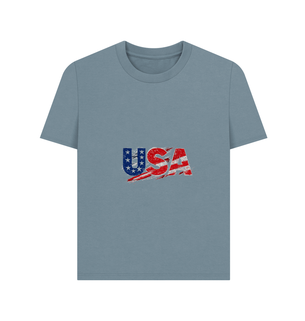 Stone Blue Printed T-shirt Front
