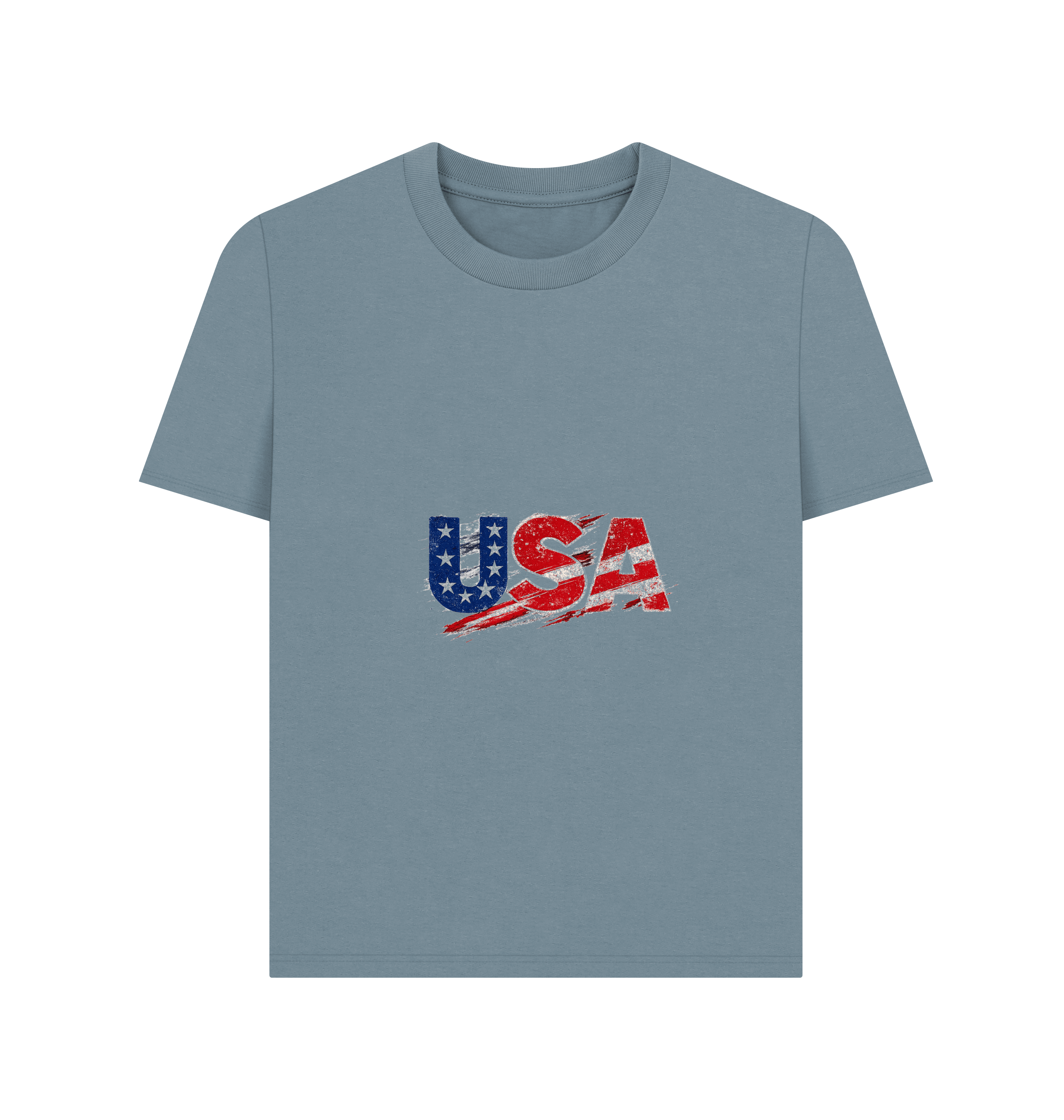 Stone Blue Printed T-shirt Front