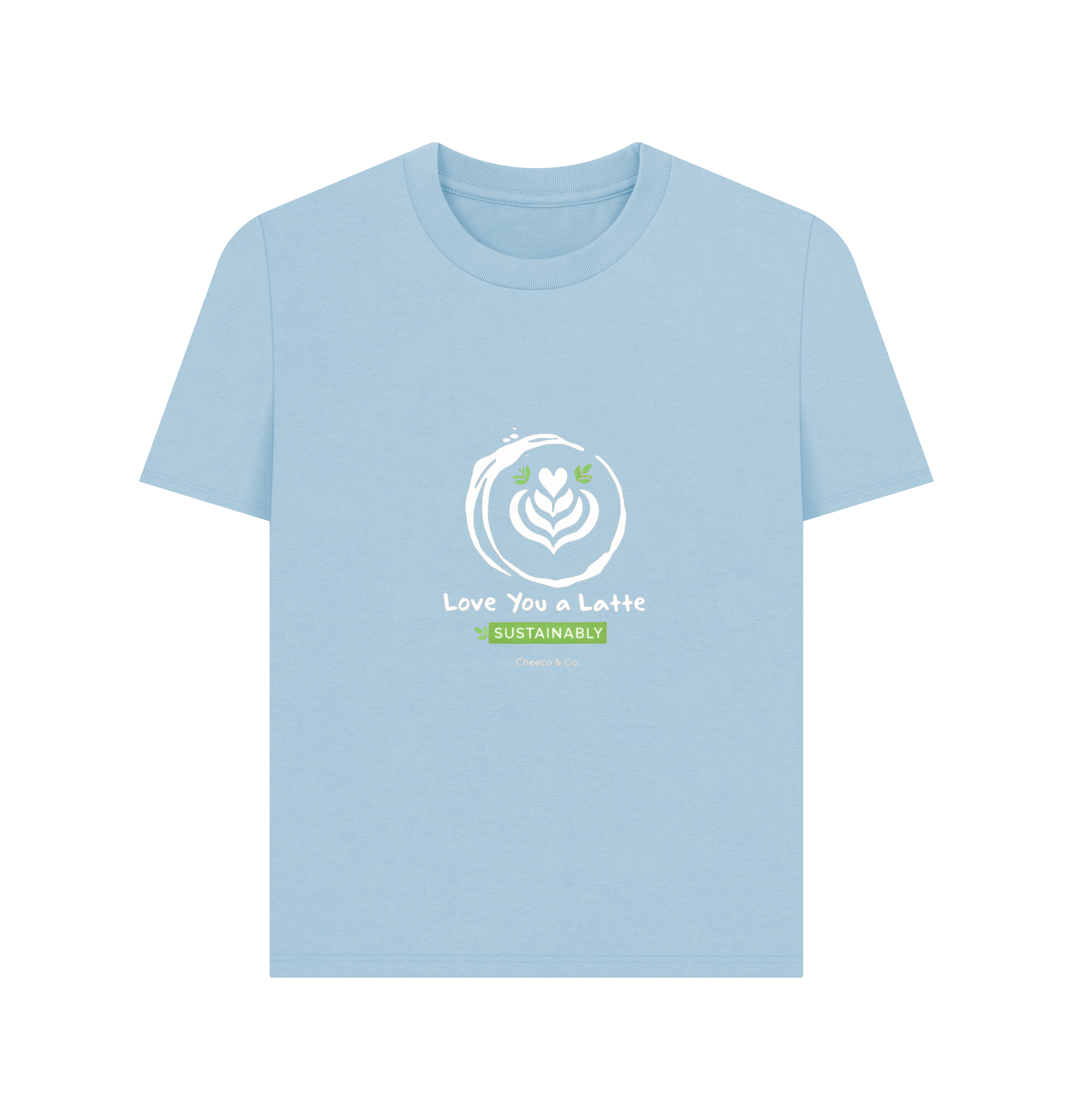 Milky Blue Printed T-shirt Front