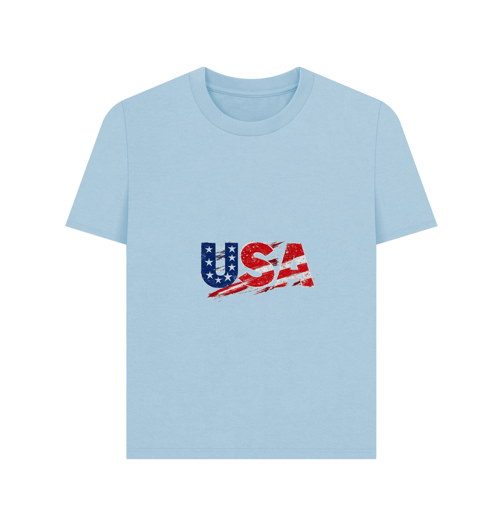 Milky Blue Printed T-shirt Front