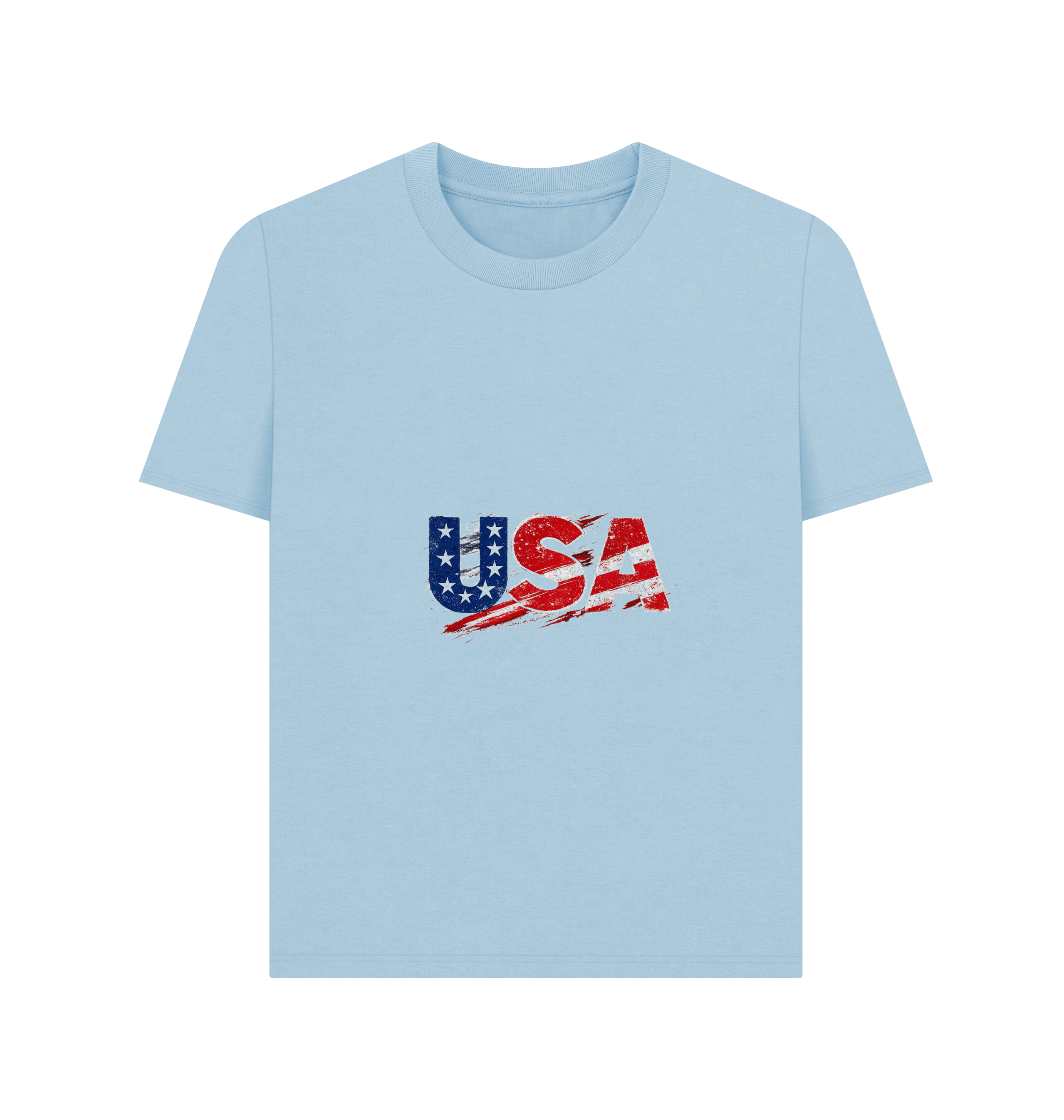 Milky Blue Printed T-shirt Front