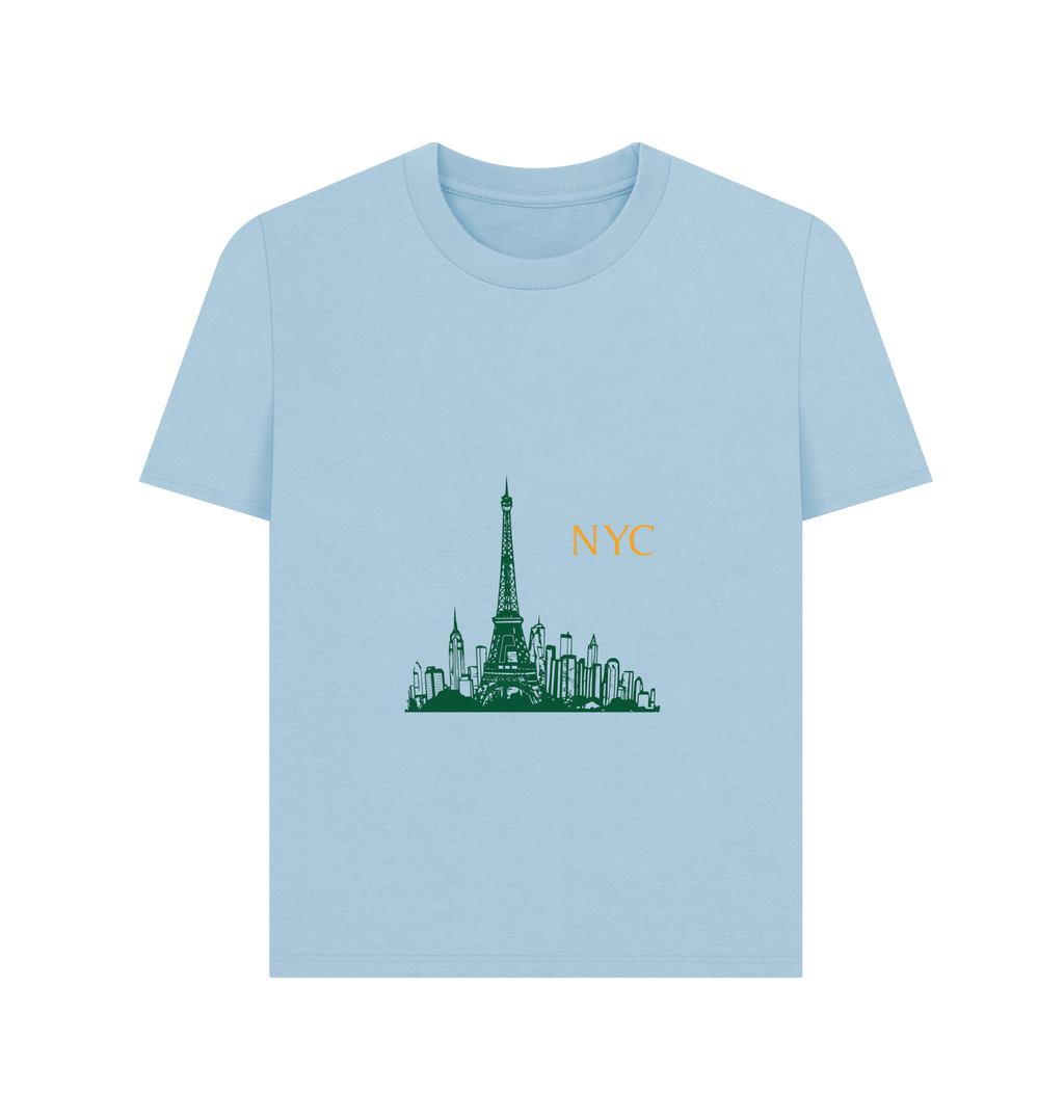 Milky Blue Printed T-shirt Front