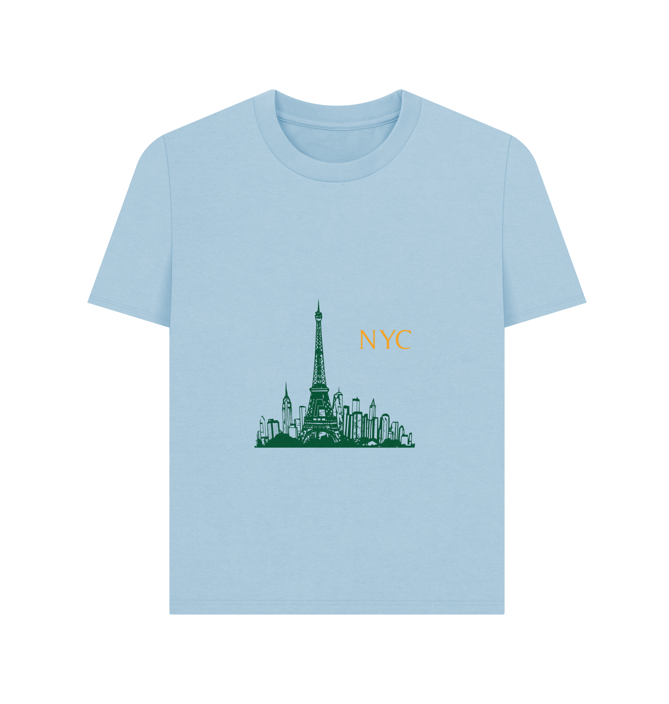 Milky Blue Printed T-shirt Front