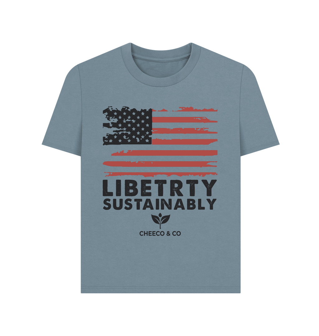 Stone Blue Printed T-shirt Front