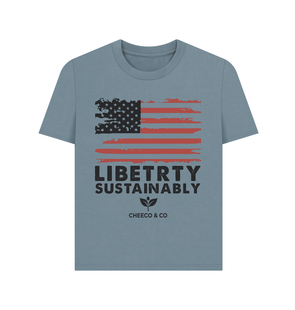 Stone Blue Printed T-shirt Front