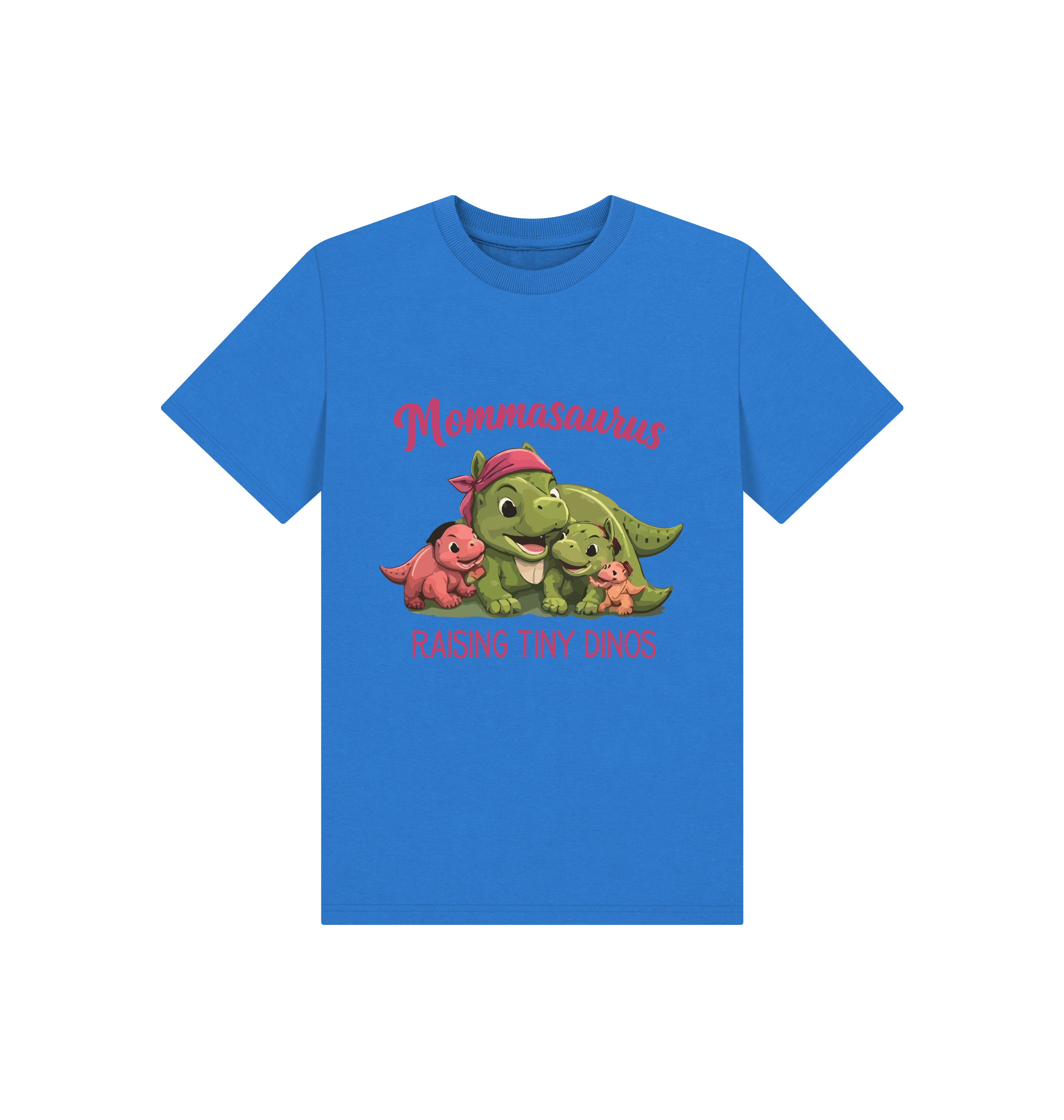 Bright Blue Printed Kids T-Shirt Front