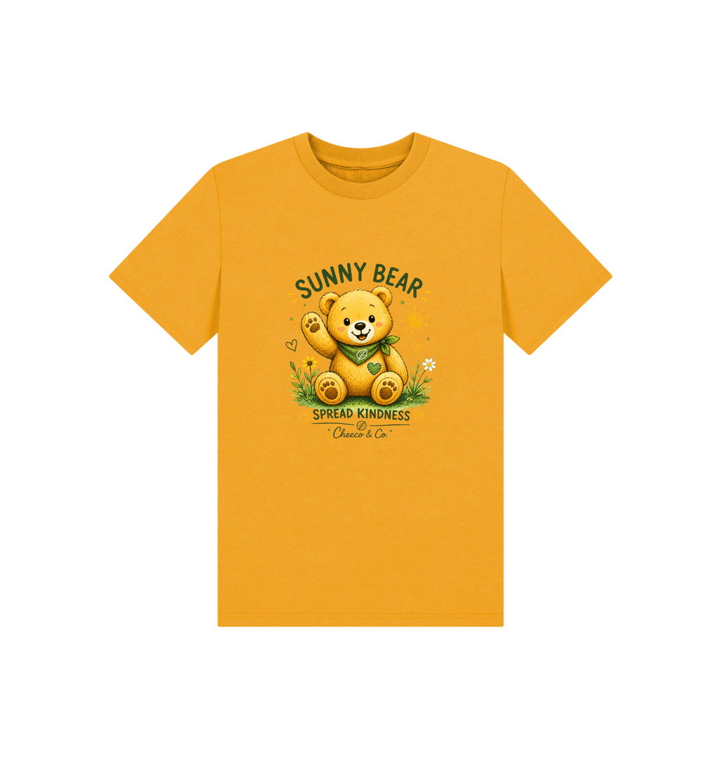 Mustard Printed Kids T-Shirt Front