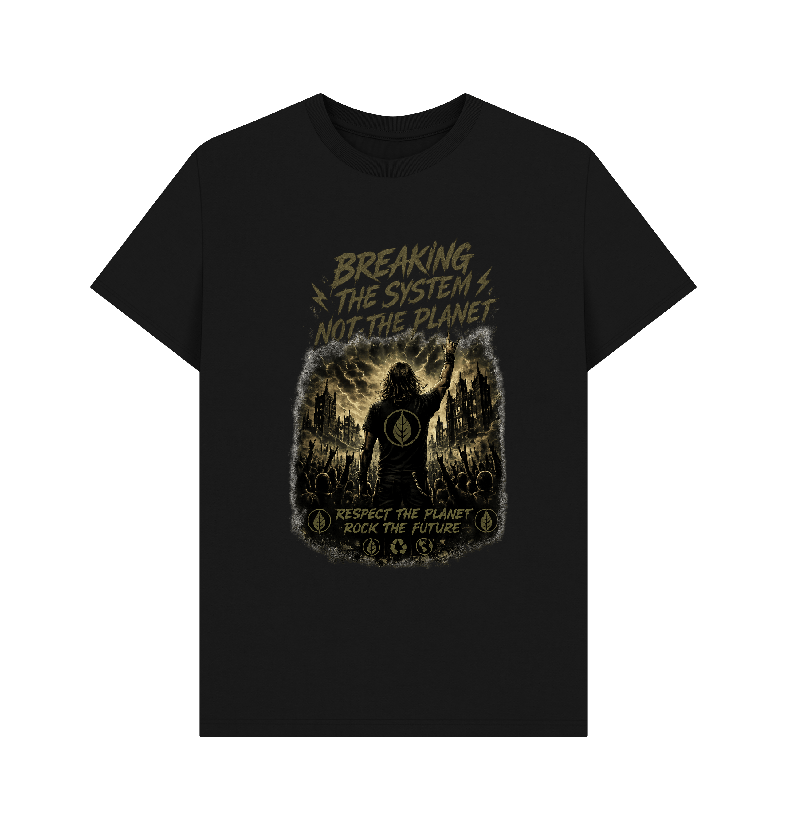 Black Printed T-shirt Front