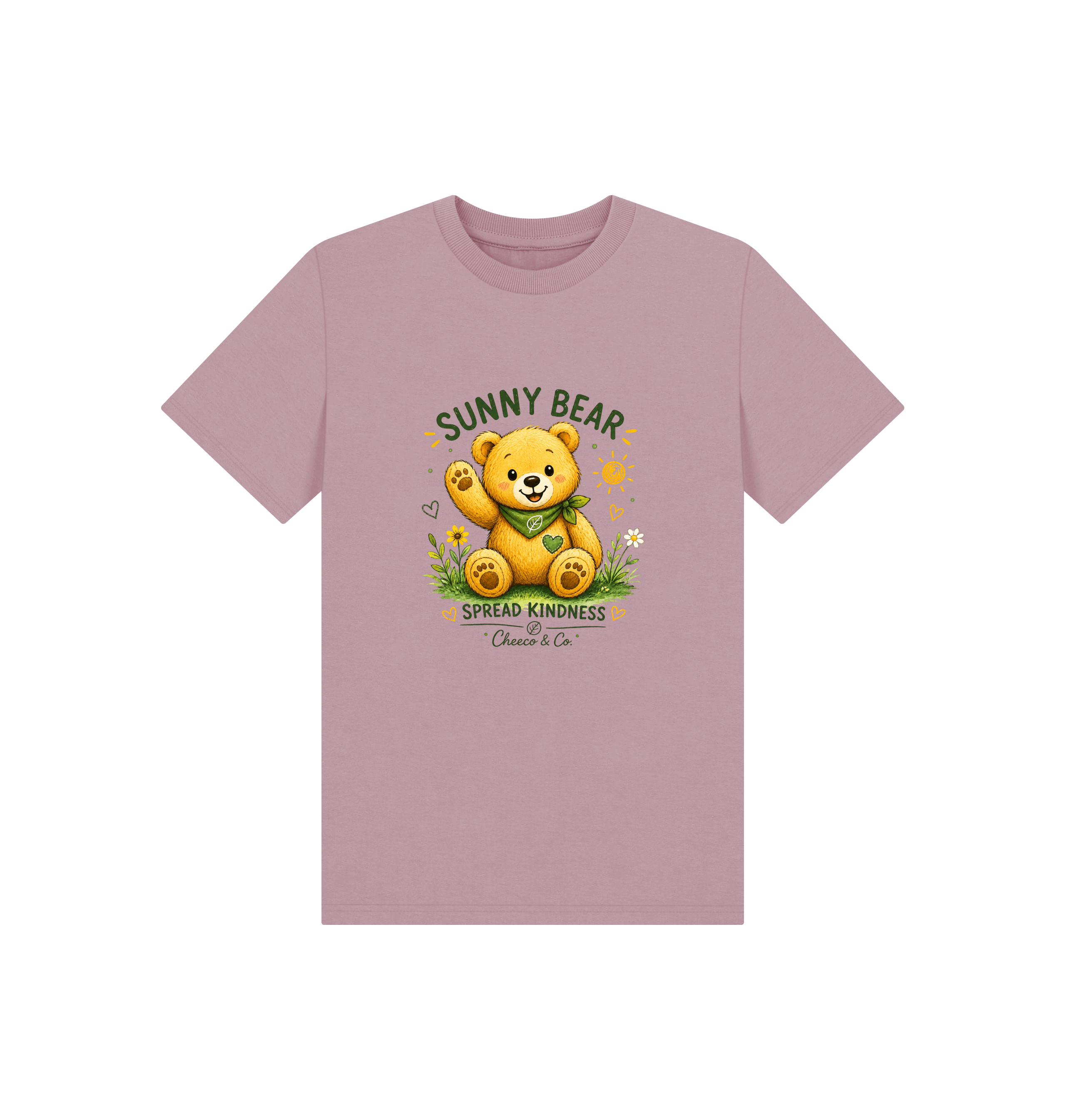 Mauve Printed Kids T-Shirt Front