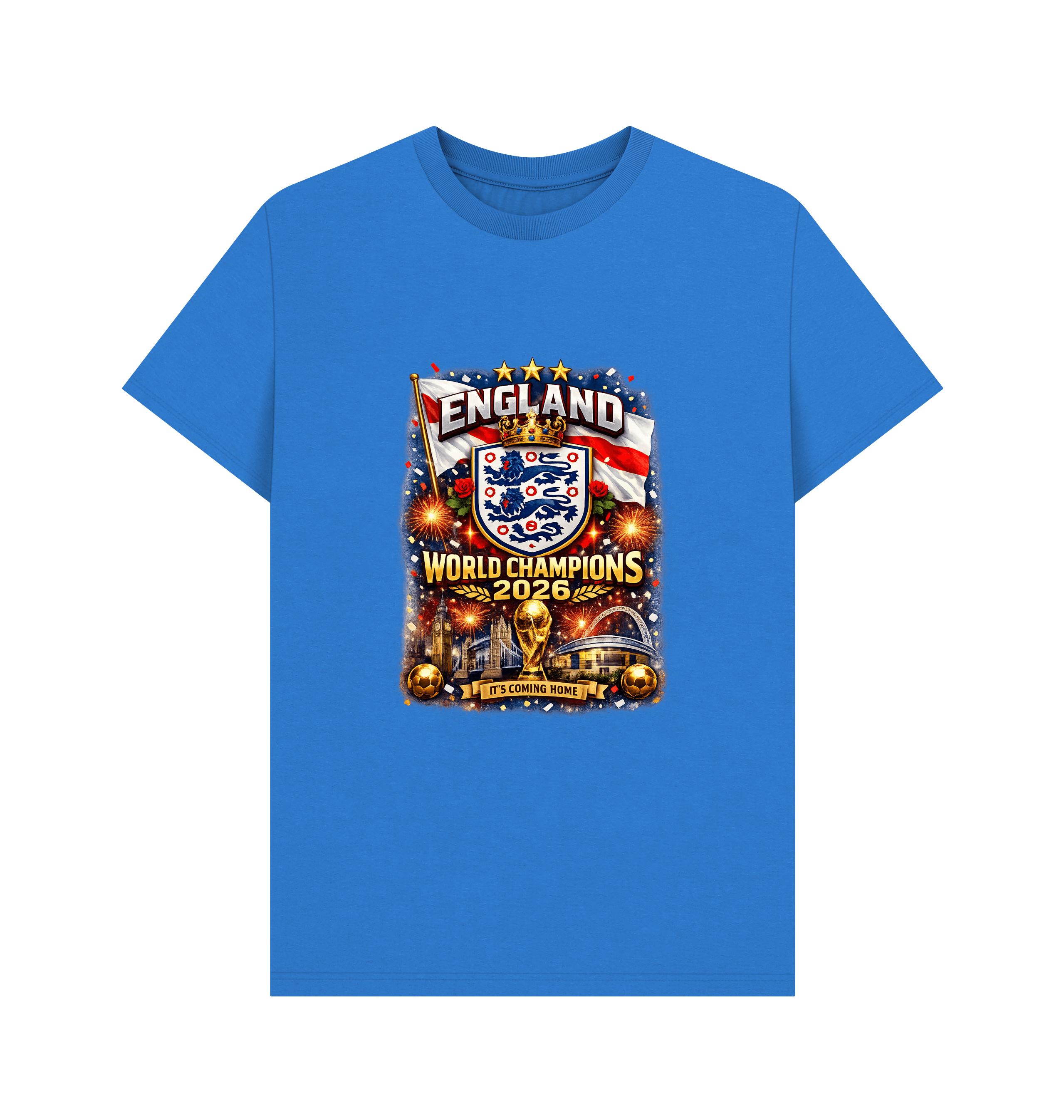 Bright Blue Printed T-shirt Front