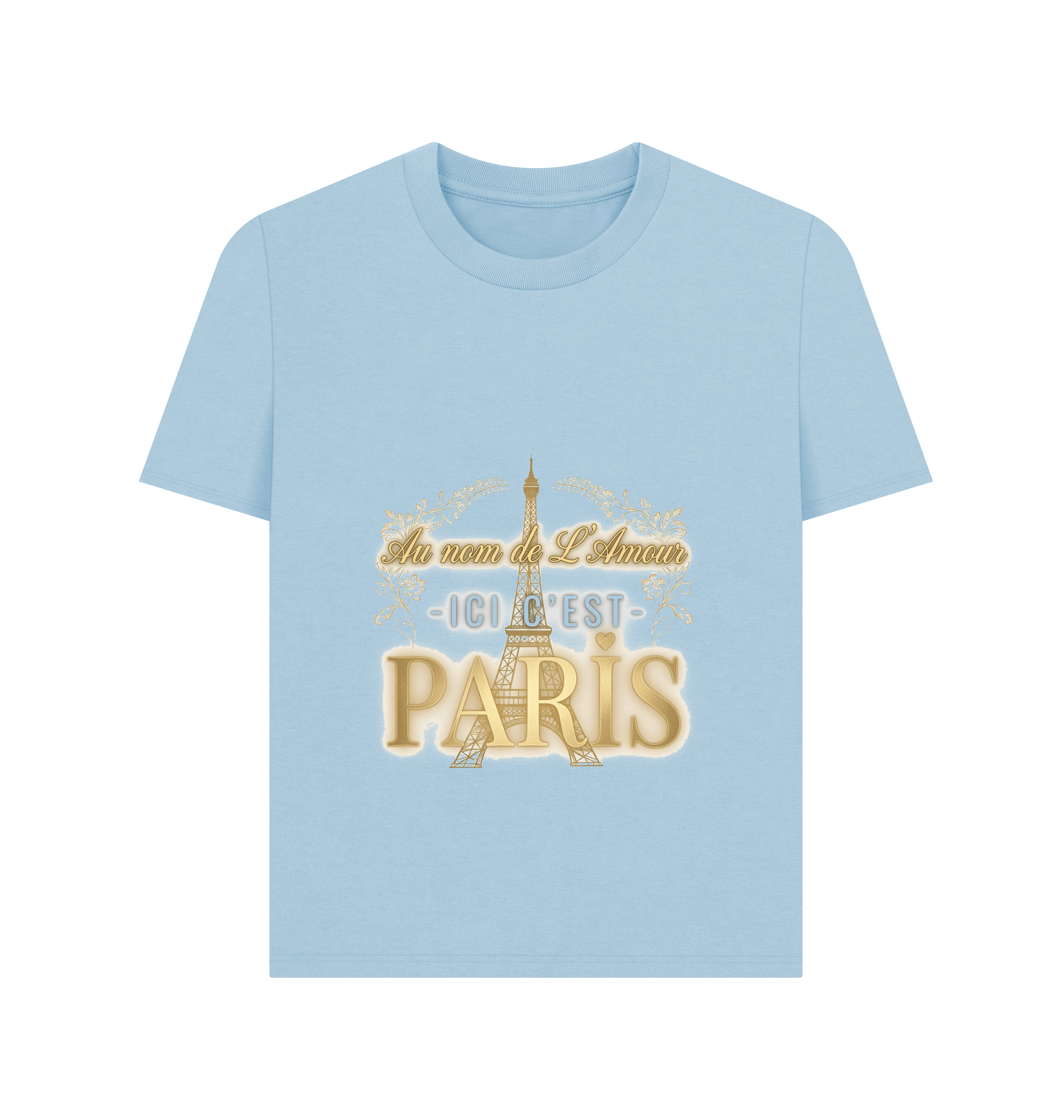 Milky Blue Printed T-shirt Front