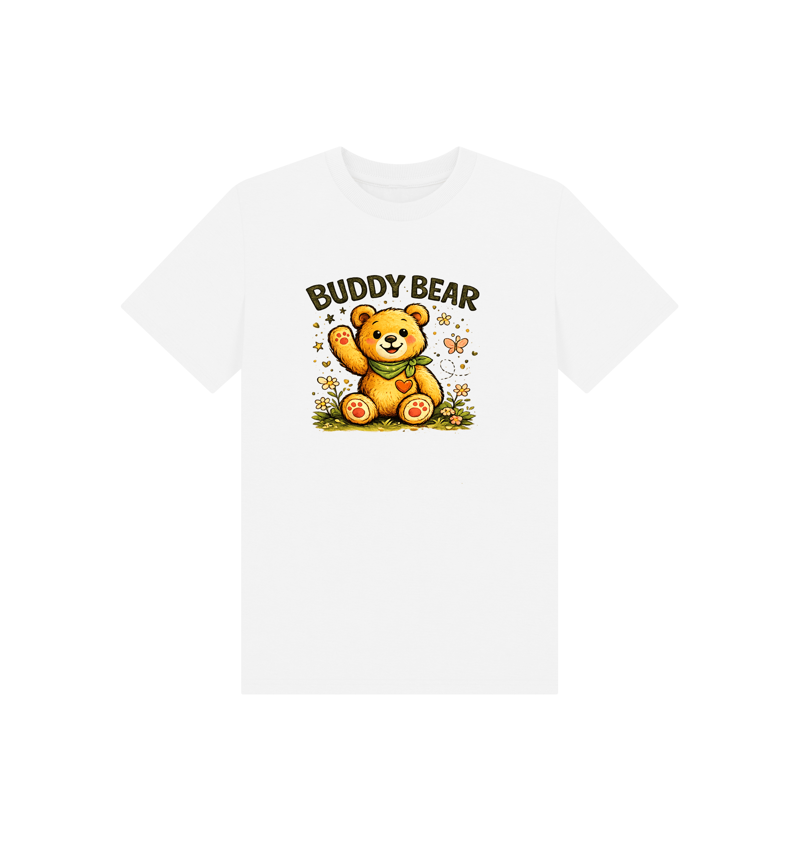 White Printed Kids T-Shirt Front