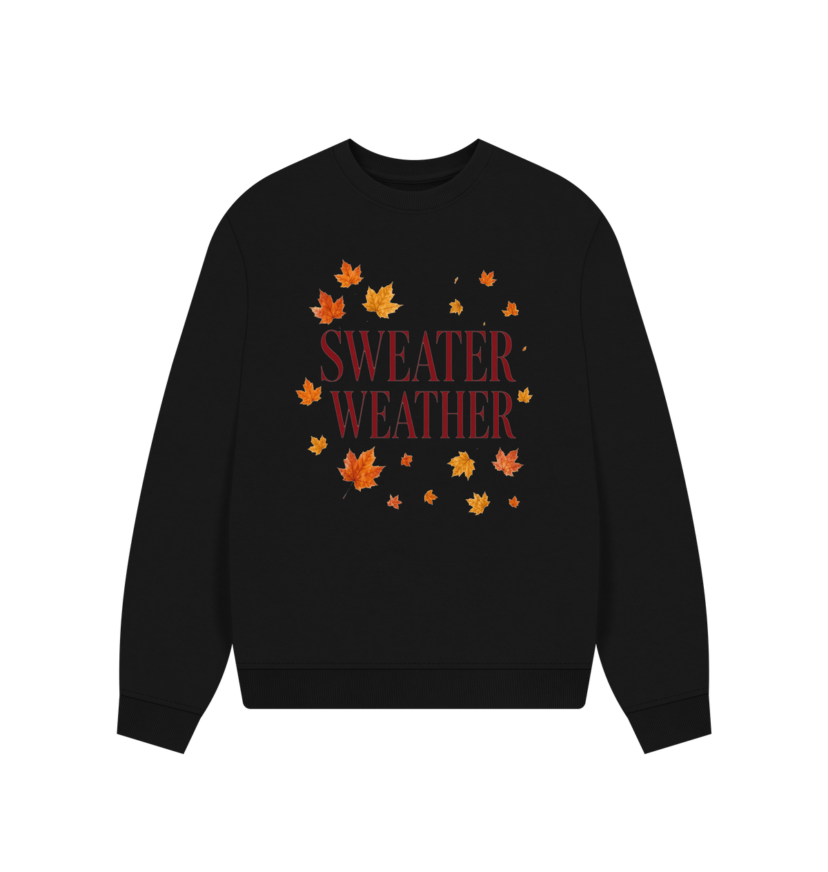 Black Printed Sweater Front