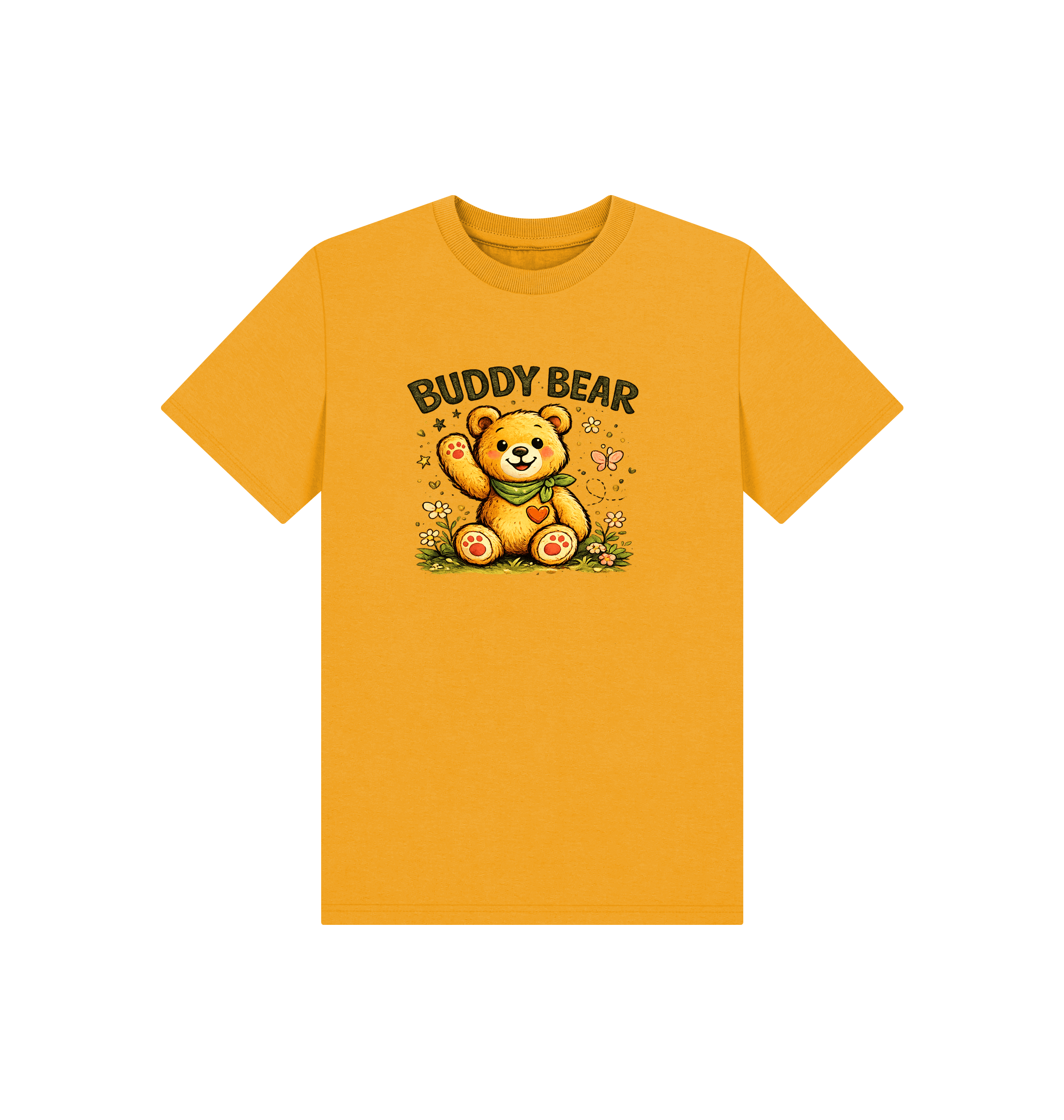 Mustard Printed Kids T-Shirt Front