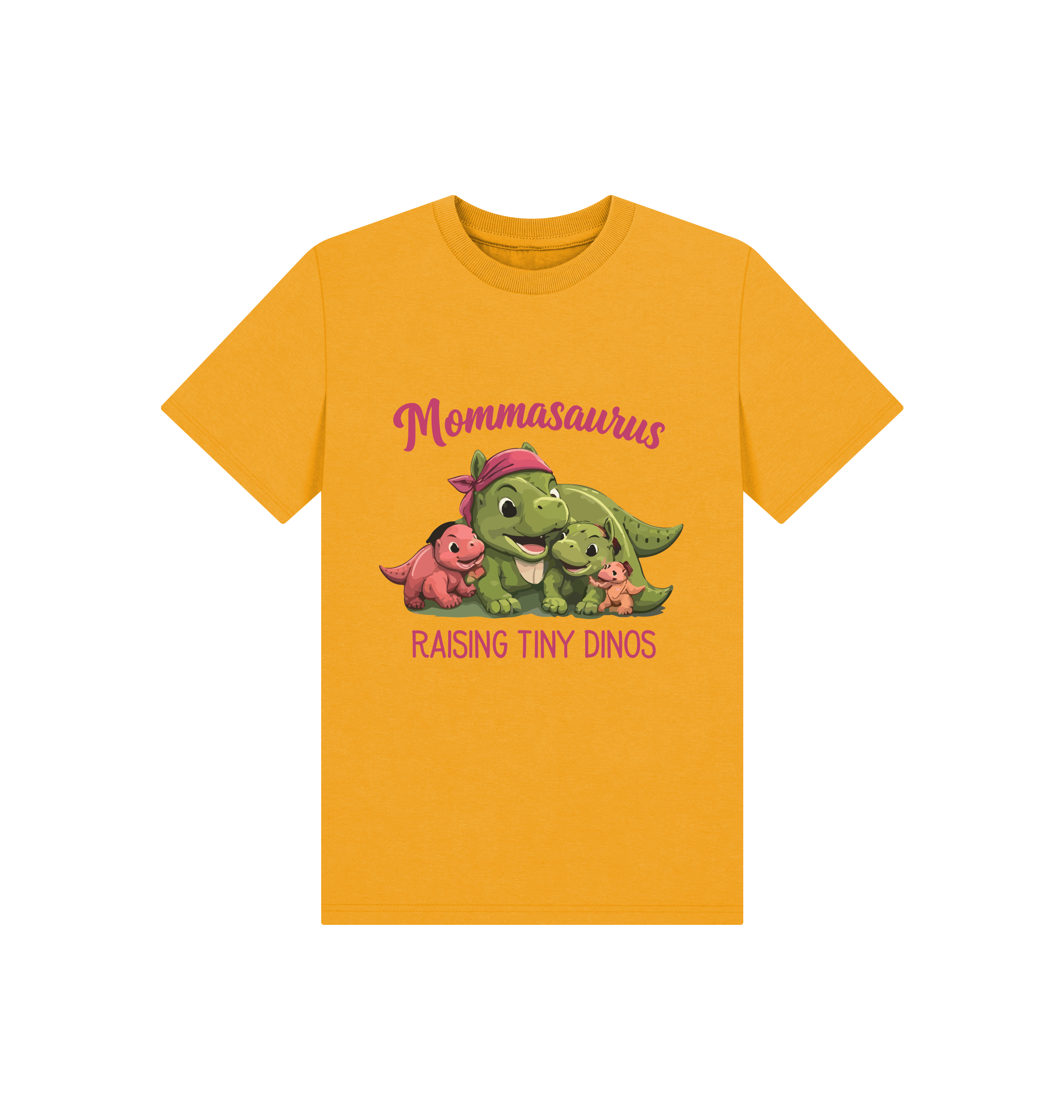 Mustard Printed Kids T-Shirt Front