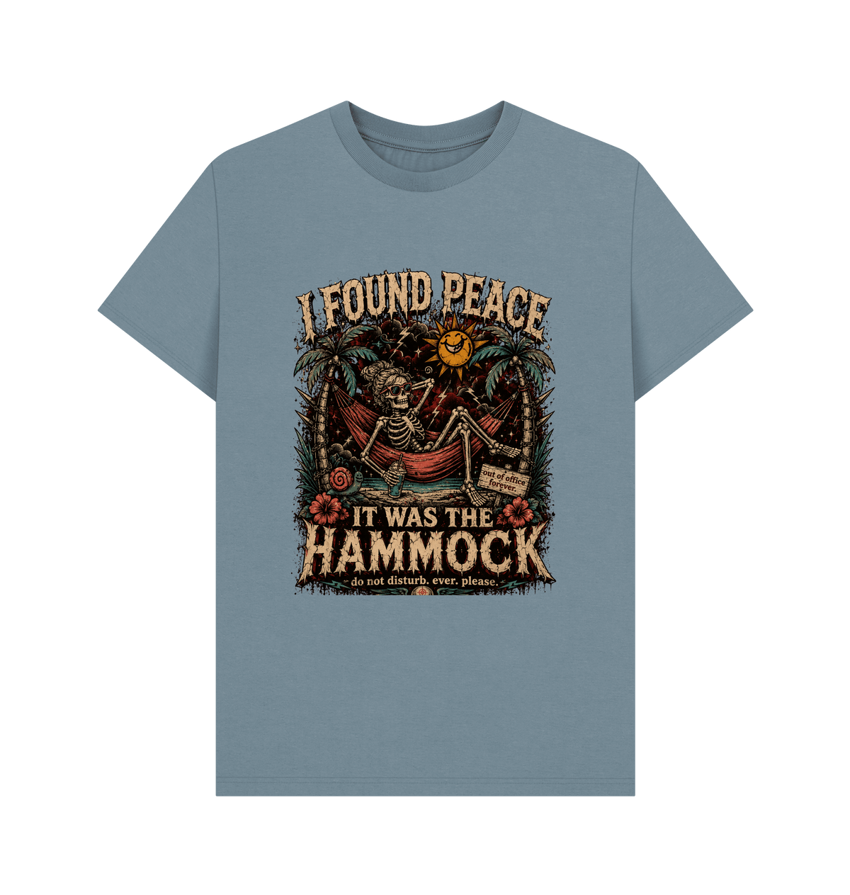Stone Blue Printed T-shirt Front