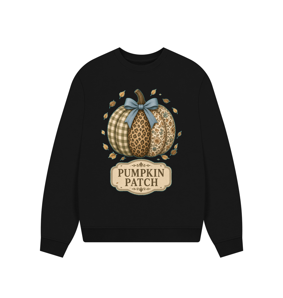 Black Printed Sweater Front