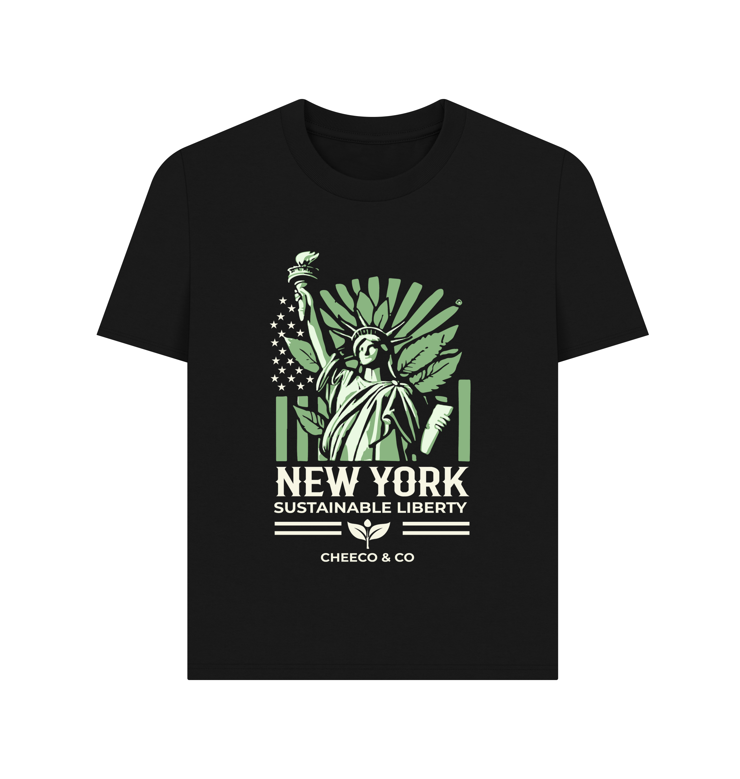 Black Printed T-shirt Front