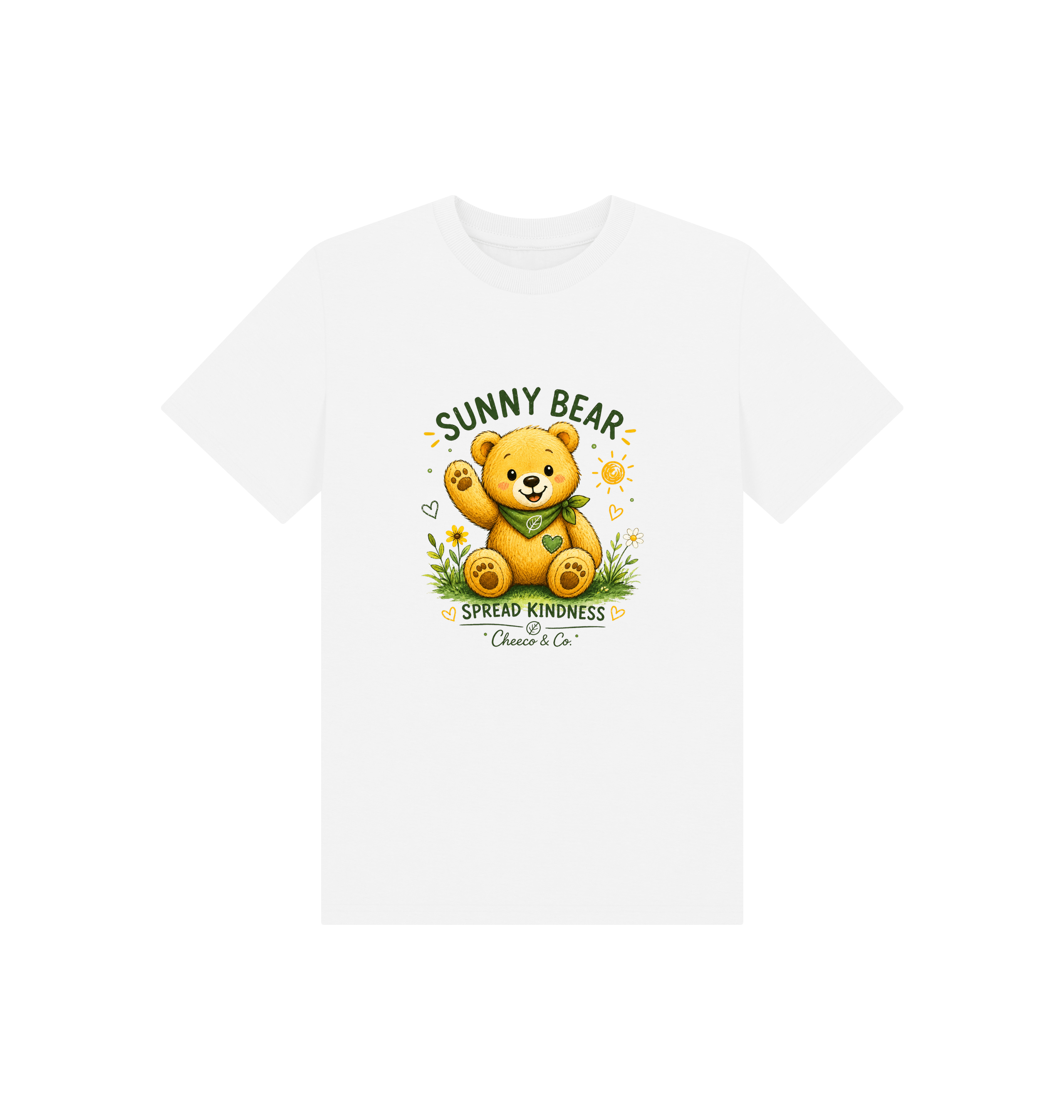 White Printed Kids T-Shirt Front