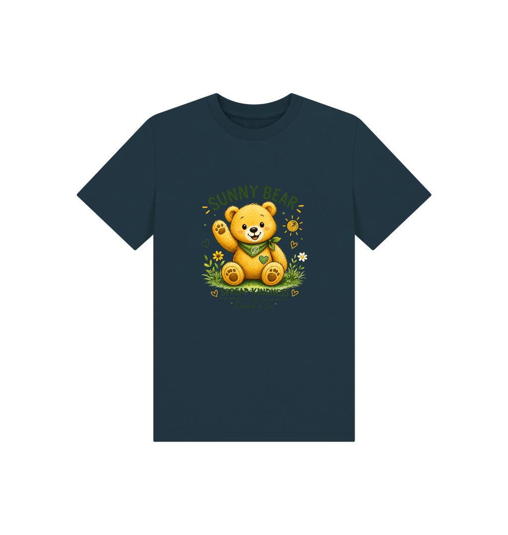 Denim Blue Printed Kids T-Shirt Front