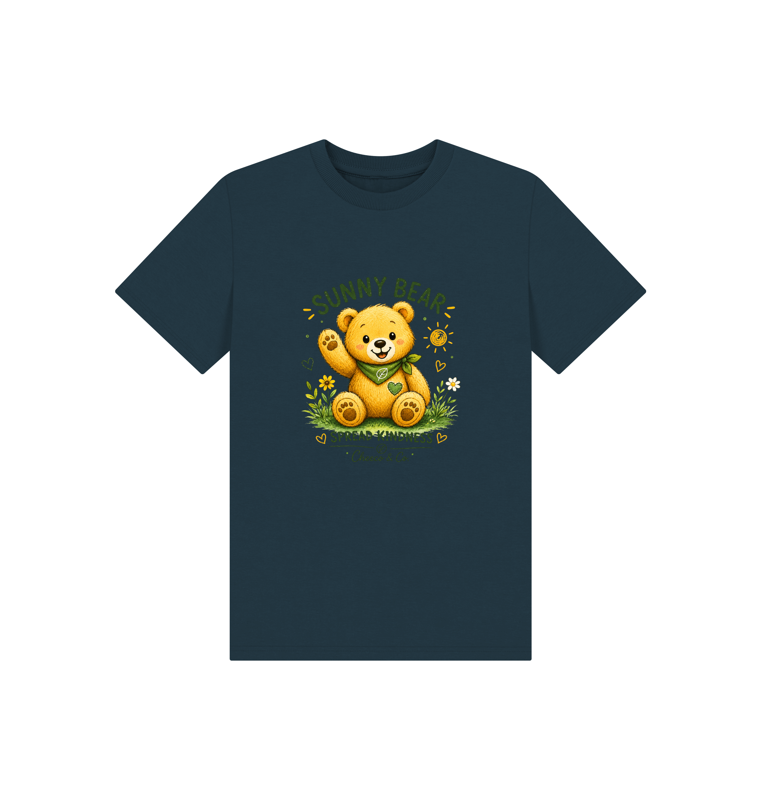 Denim Blue Printed Kids T-Shirt Front