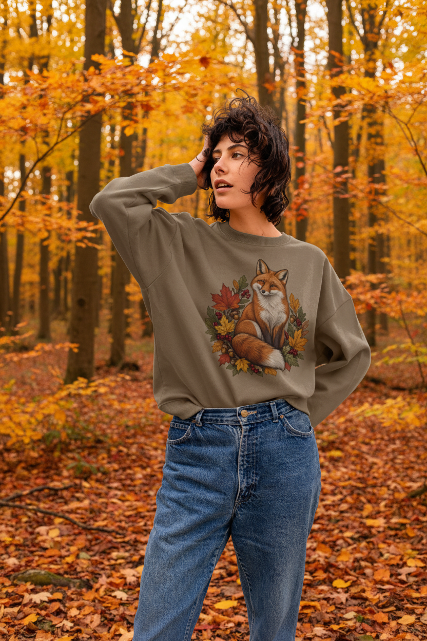 Autumn Fox Organic Cotton Oversized Women’s Jumper