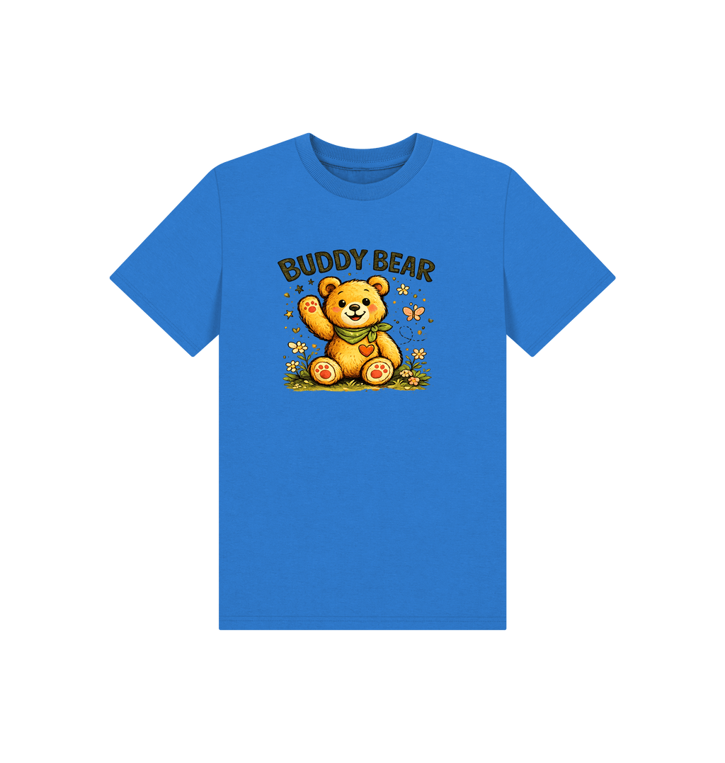 Bright Blue Printed Kids T-Shirt Front