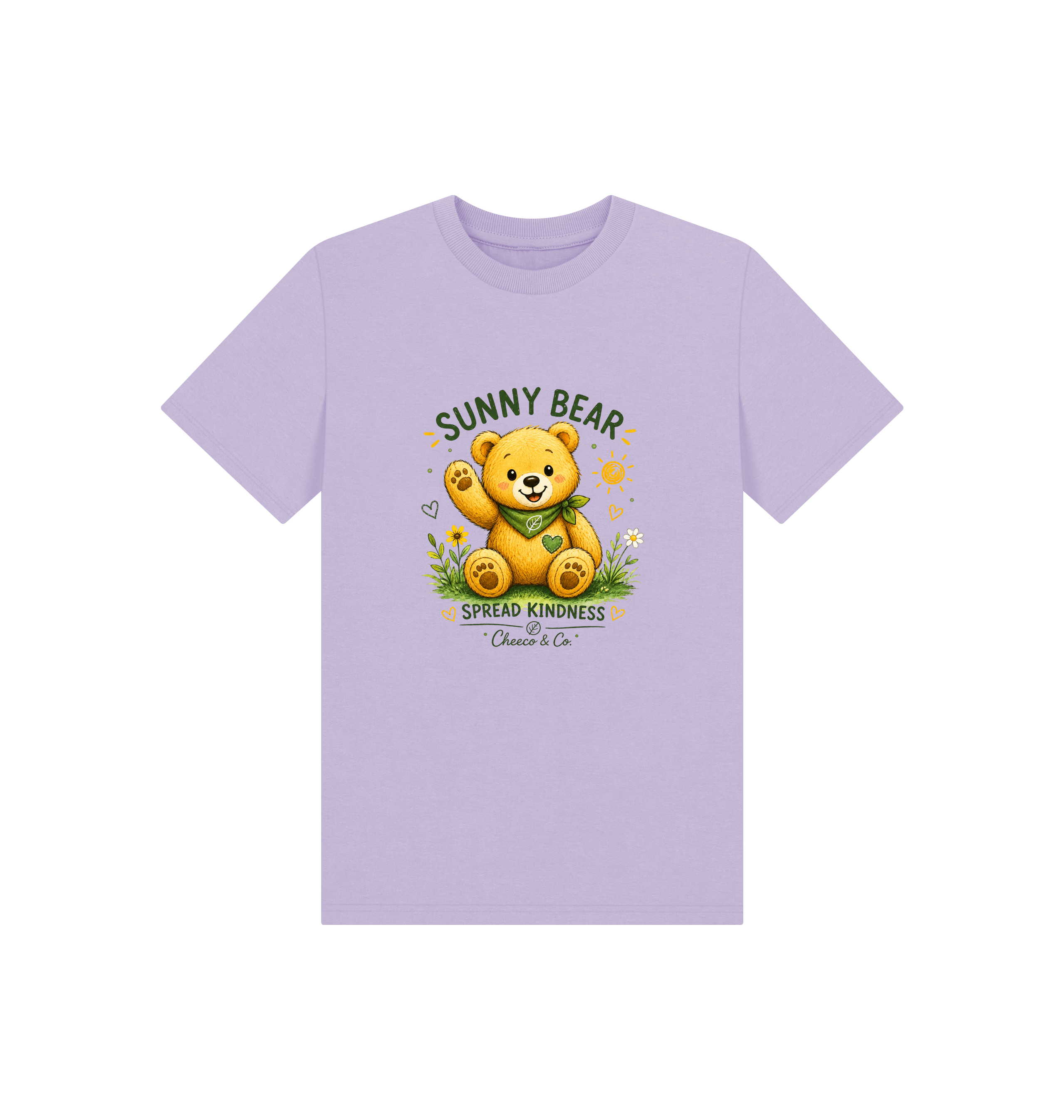 Soft Lilac Printed Kids T-Shirt Front