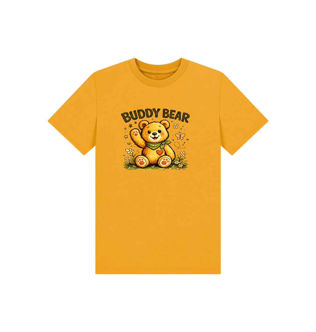Mustard Printed Kids T-Shirt Front