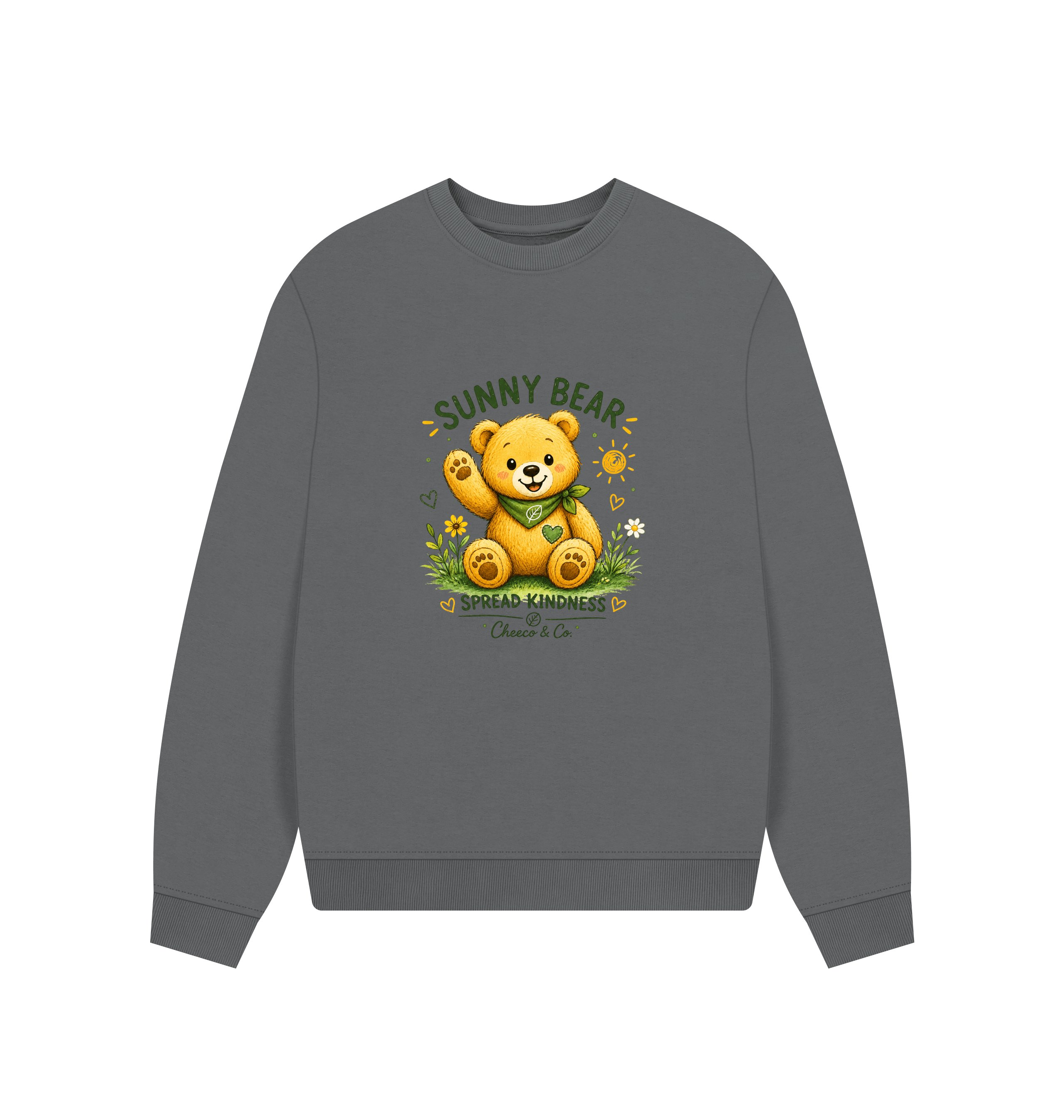 Slate Grey Printed Sweater Front
