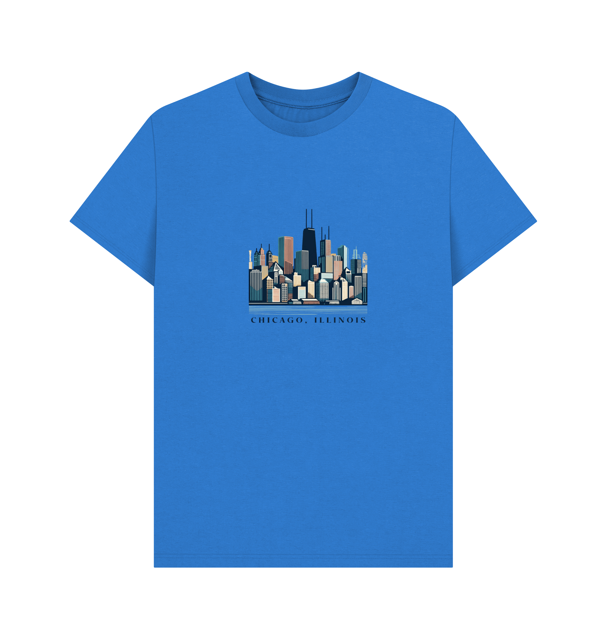 Bright Blue Printed T-shirt Front