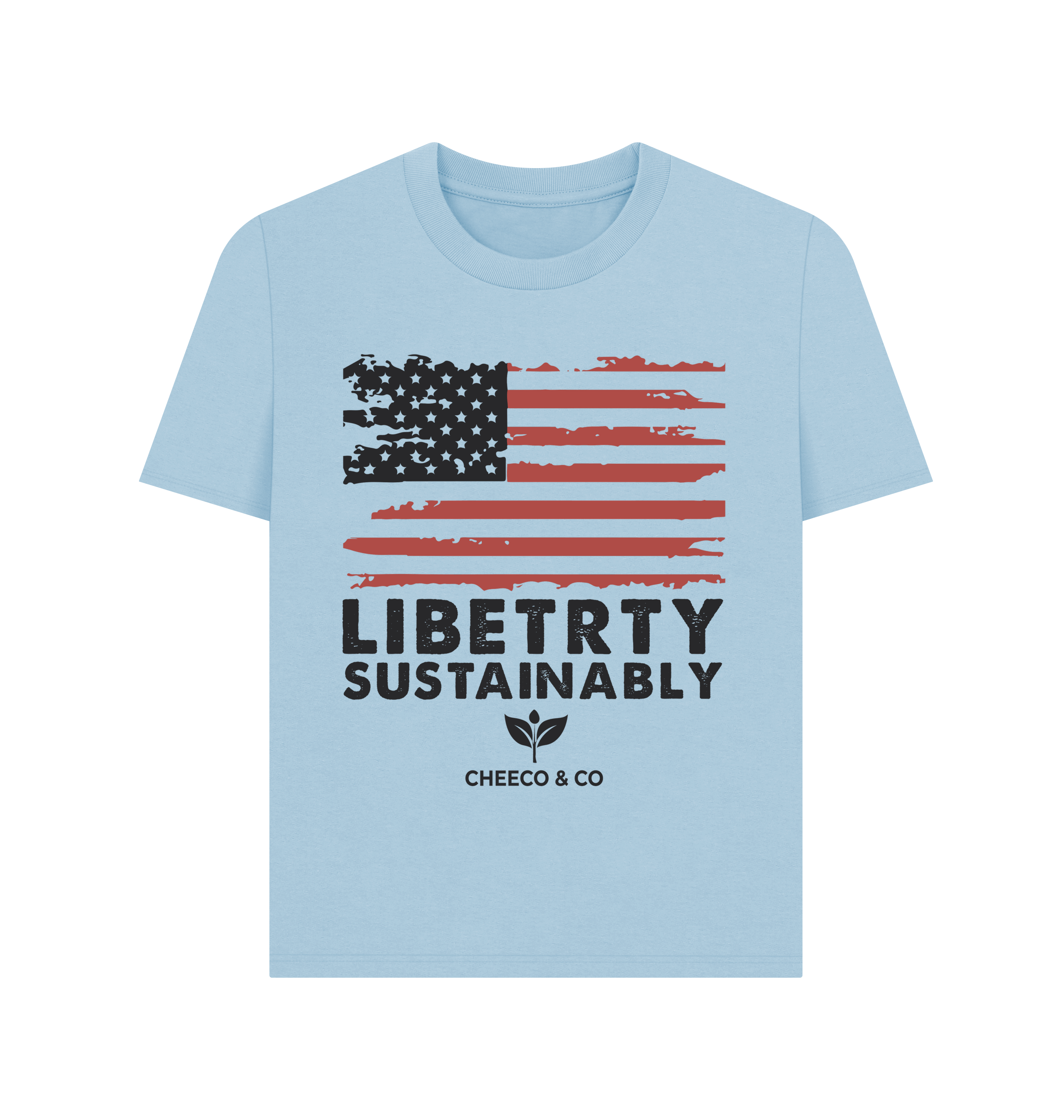 Milky Blue Printed T-shirt Front