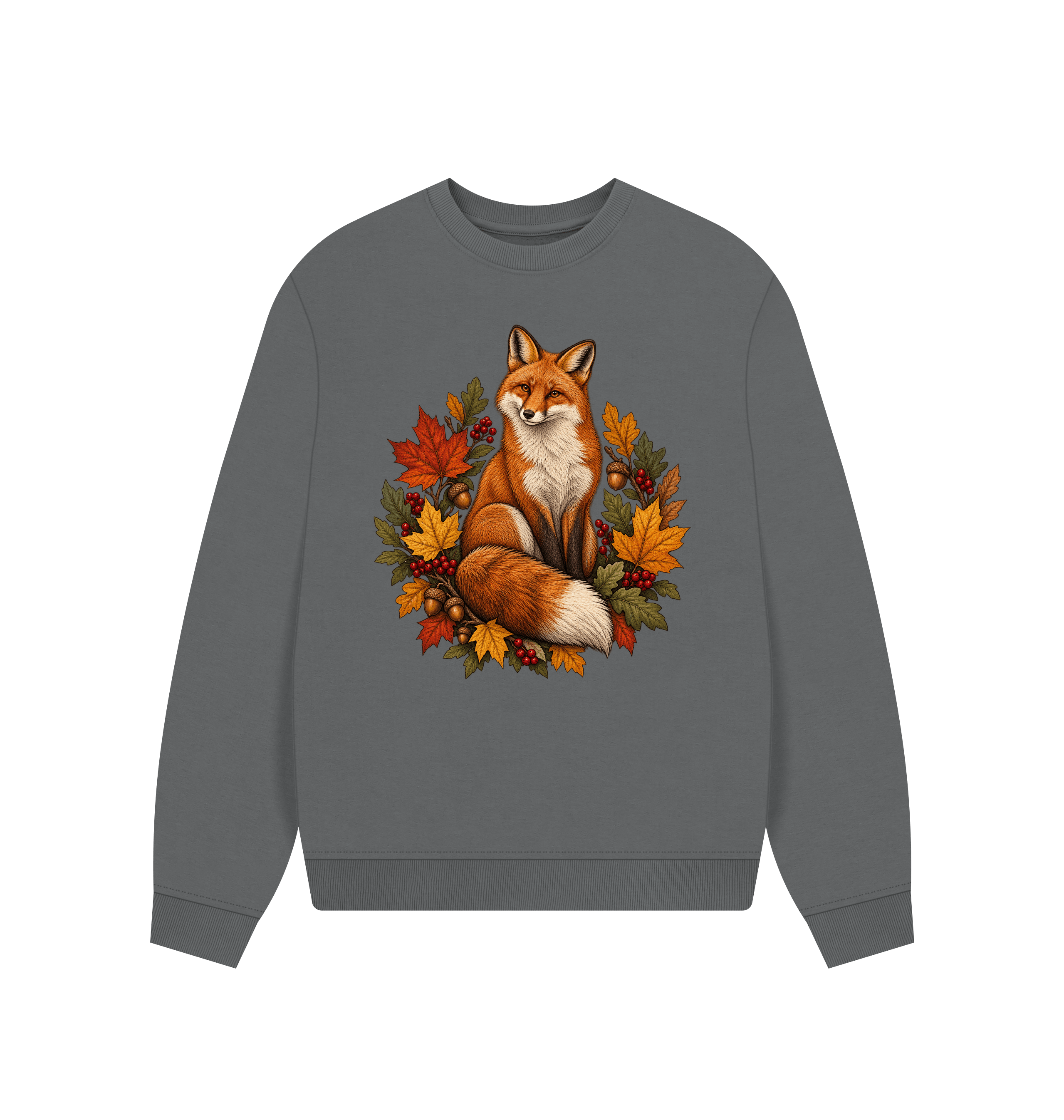 Slate Grey Printed Sweater Front