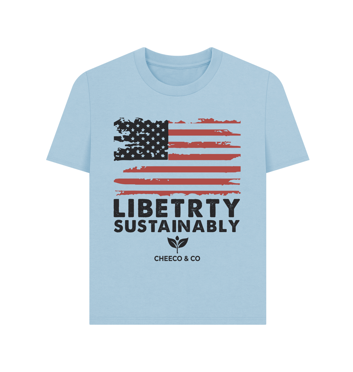 Milky Blue Printed T-shirt Front